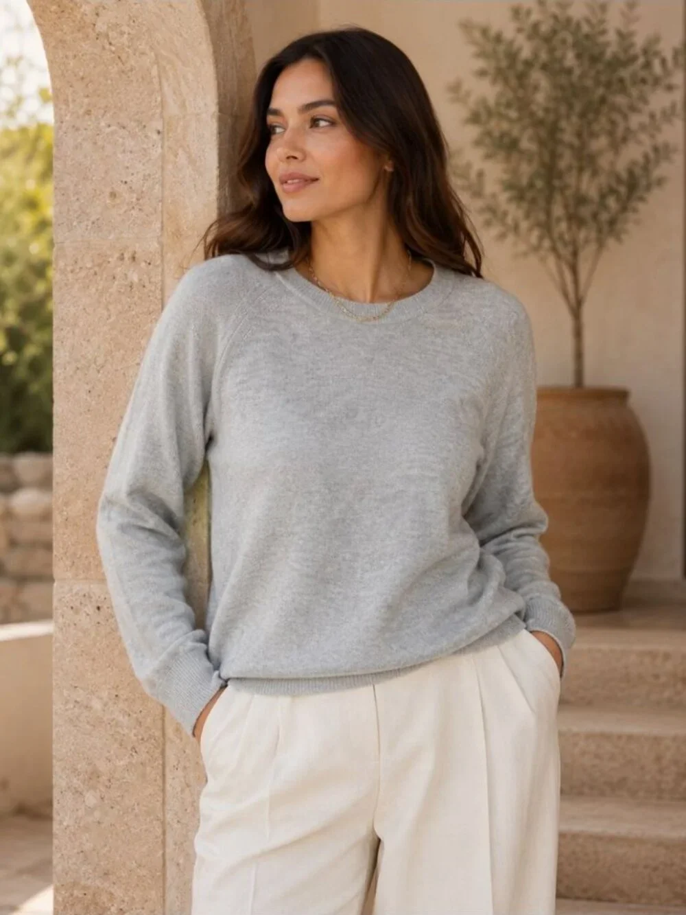 Majestic Filatures Cashmere Sweater Gray Size 2 Quiet Luxury Soft Knit